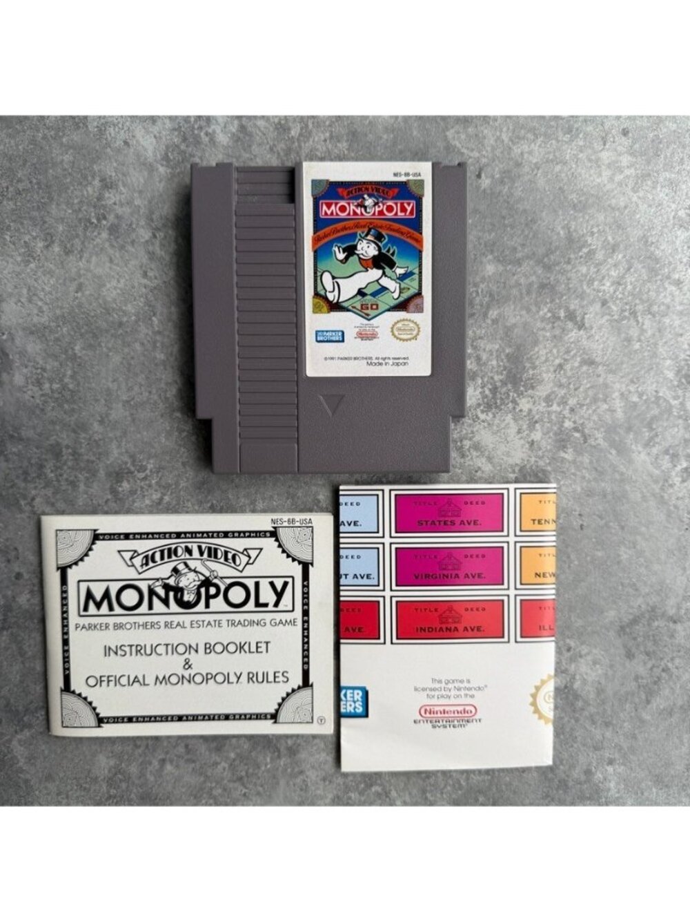Monopoly Nintendo Entertainment System 1991 NES W/ Manual & Poster Tested Works